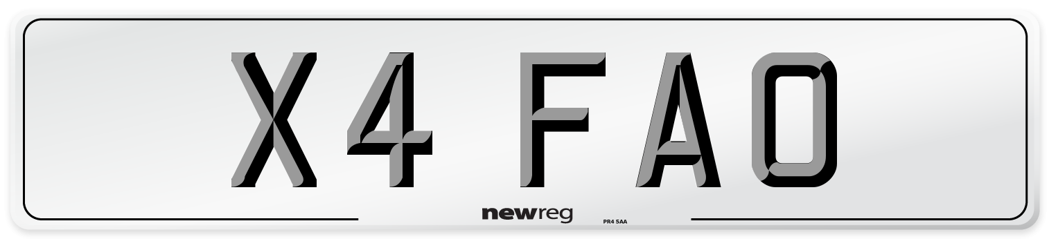 X4 FAO Number Plate from New Reg